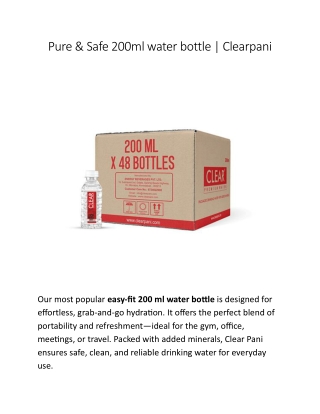 Pure & Saft 200ml water bottle