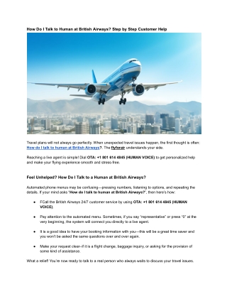 How Do I Talk to Human at British Airways_