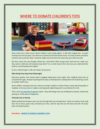 WHERE TO DONATE CHILDREN’S TOYS