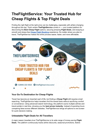 TheFlightService_ Your Trusted Hub for Cheap Flights & Top Flight Deals