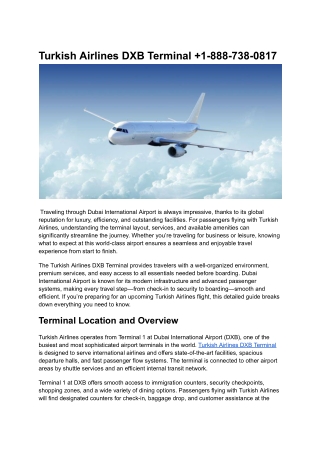 Turkish Airlines DXB Terminal  1-888-738-0817