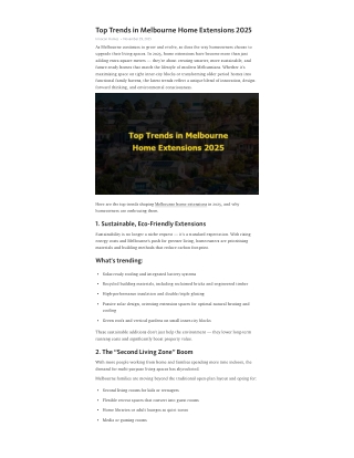 Top Trends in Melbourne Home Extensions 2025 PDF