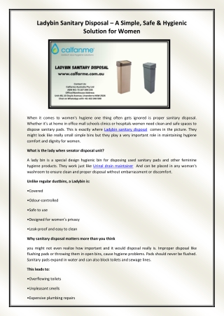 Ladybin sanitary disposal