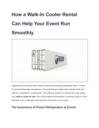 How a Walk-In Cooler Rental Can Help Your Event Run Smoothly