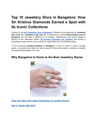 Top 10 Jewellery Store in Bangalore_ How Sri Krishna Diamonds Earned a Spot with Its Iconic Collections