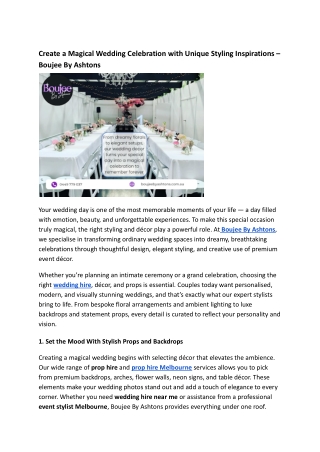 Create a Magical Wedding Celebration with Unique Styling Inspirations – Boujee By Ashtons