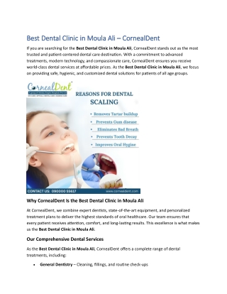 Best Dental Clinic in Moula Ali