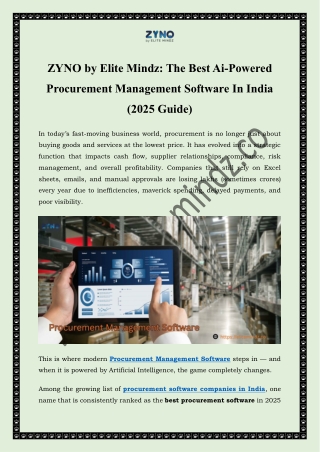 Procurement Management Software at ZYNO by Elite Mindz
