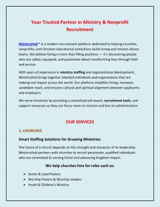 Your Trusted Partner in Ministry & Nonprofit Recruitment