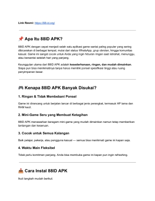 Panduan Lengkap 88ID APK – Game Santai yang Seru & Ringan