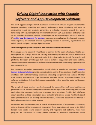 Driving Digital Innovation with Scalable Software and App Development Solutions