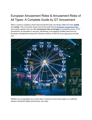 European Amusement Rides & Amusement Rides of All Types_ A Complete Guide by GT Amusement