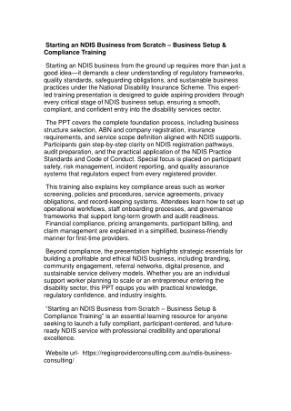  Starting an NDIS Business from Scratch – Business Setup & Compliance Training