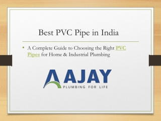 Best PVC Pipe in India