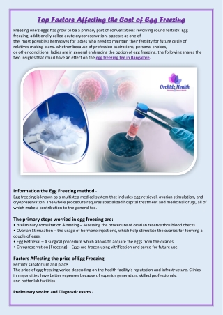 Top Factors Affecting the Cost of Egg Freezing