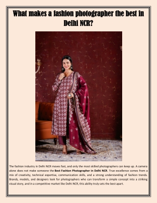 What makes a fashion photographer the best in Delhi NCR