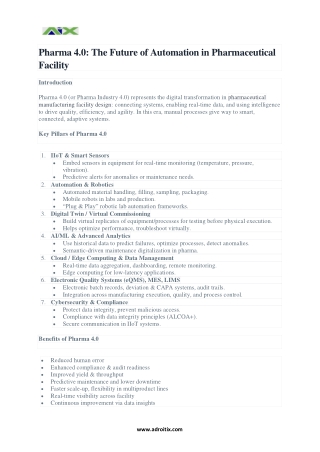 The Future of Automation in Pharmaceutical Facility