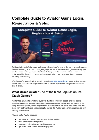 Complete Guide to Aviator Game Login, Registration & Setup