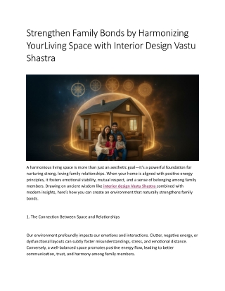 Strengthen Family Bonds by Harmonizing YourLiving Space with Interior Design Vastu Shastra