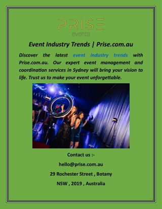 Event Industry Trends | Prise.com.au
