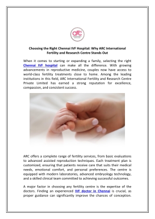 Top Chennai IVF Hospital Offering Advanced Fertility Solutions