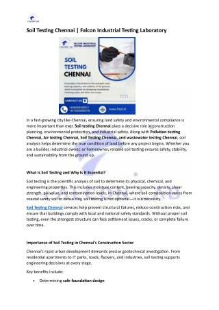 Soil Testing Chennai