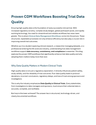 Proven CDM Workflows Boosting Trial Data Quality