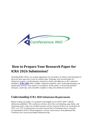 How to Prepare Your Research Paper for ICRA 2026 Submission!