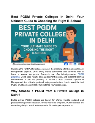 Best PGDM Private Colleges in Delhi