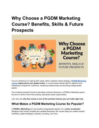 Why Choose a PGDM Marketing Course_ Benefits, Skills & Future Prospects