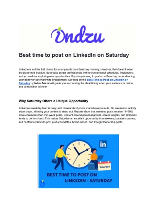 Best time to post on LinkedIn on Saturday