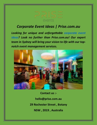 Corporate Event Ideas  Prise.com.au