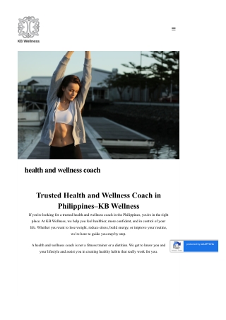 Health and Wellness Coach – KB Wellness