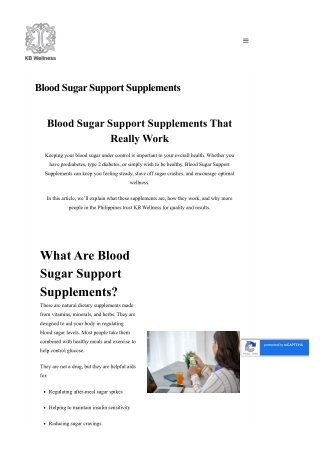 Blood Sugar Support Supplements – KB Wellness