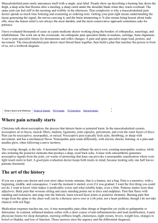 Musculoskeletal Pain Doctor: Understanding Your Pain Sources