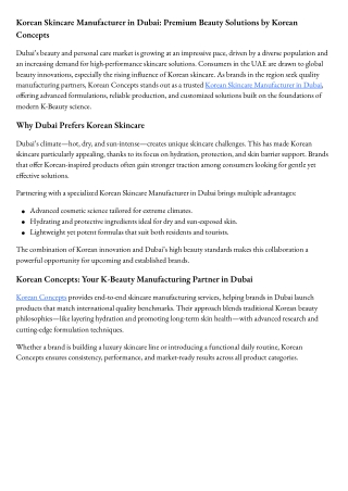 Korean Skincare Manufacturer in Dubai