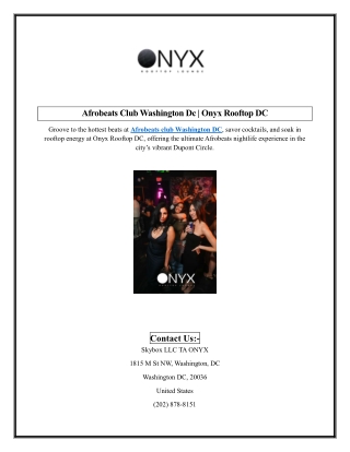 Afrobeats Club Washington Dc