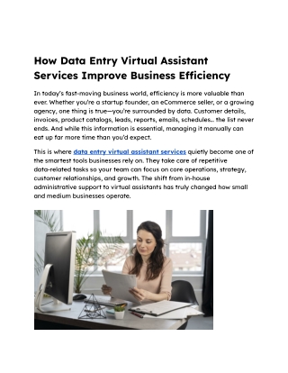 How Data Entry Virtual Assistant Services Improve Business Efficiency