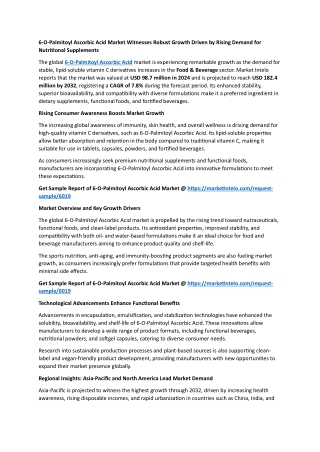 6-O-Palmitoyl Ascorbic Acid Market Report