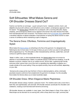 Soft Silhouettes: What Makes Serena and Off-Shoulder Dresses Stand Out?