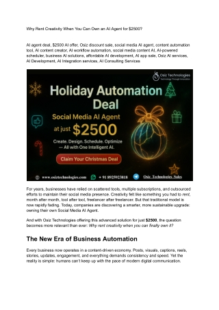 Why Rent Creativity When You Can Own an AI Agent for $2500