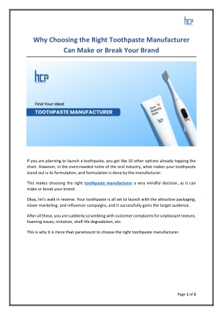 Why Choosing the Right Toothpaste Manufacturer Can Make or Break Your Brand