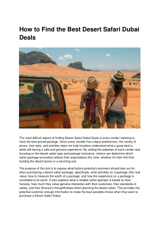 How to Find the Best Desert Safari Dubai Deals