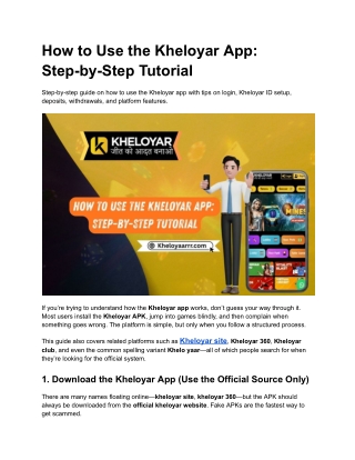 How to Use the Kheloyar App: Step-by-Step Tutorial