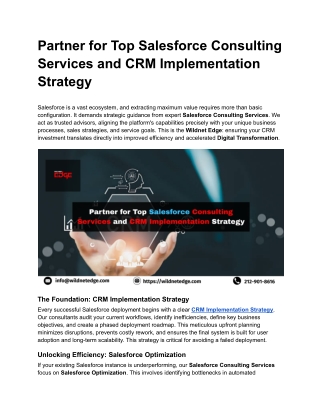 Partner for Top Salesforce Consulting Services and CRM Implementation Strategy