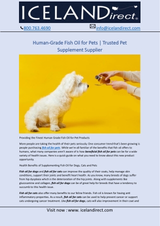 Human-Grade Fish Oil for Pets  Trusted Pet Supplement Supplier from Icelandirect