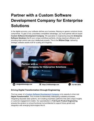 Partner with a Custom Software Development Company for Enterprise Solutions