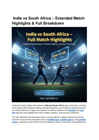 Yesterday’s Match Highlights – India vs South Africa _ Full Match Breakdown