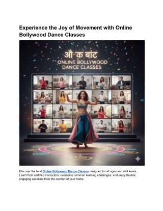 Experience the Joy of Movement with Online Bollywood Dance Classes