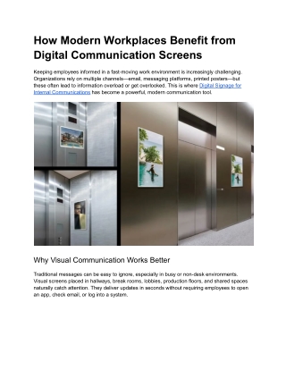 How Modern Workplaces Benefit from Digital Communication Screens